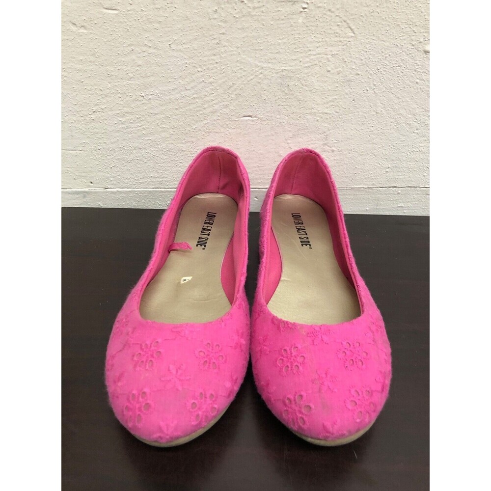 Lower East Side women pink textile slip on flat shoes size 7.5